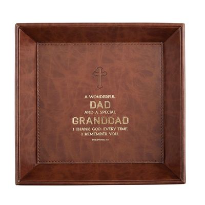 Faux Leather Tabletop Key Tray, Philippians 1:3, 8 1/2 Inches