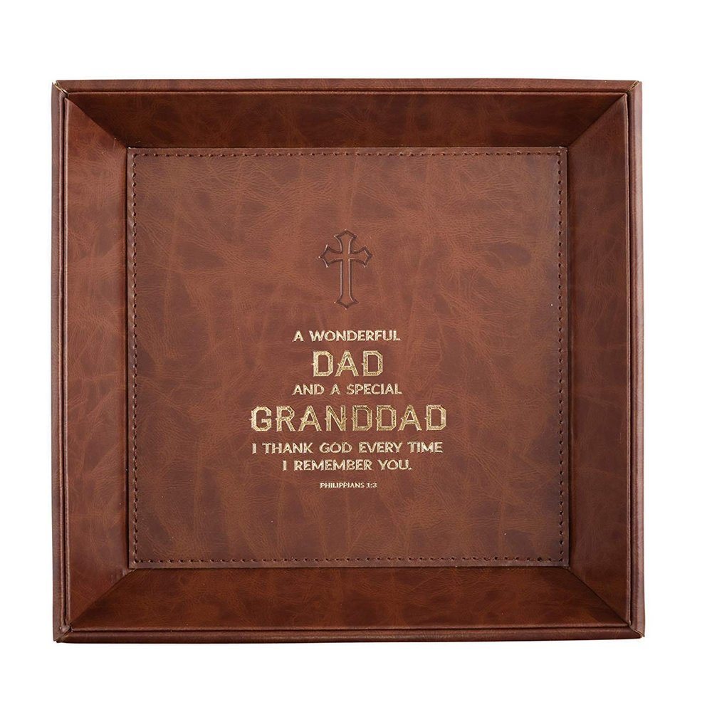 Faux Leather Tabletop Key Tray, Philippians 1:3, 8 1/2 Inches