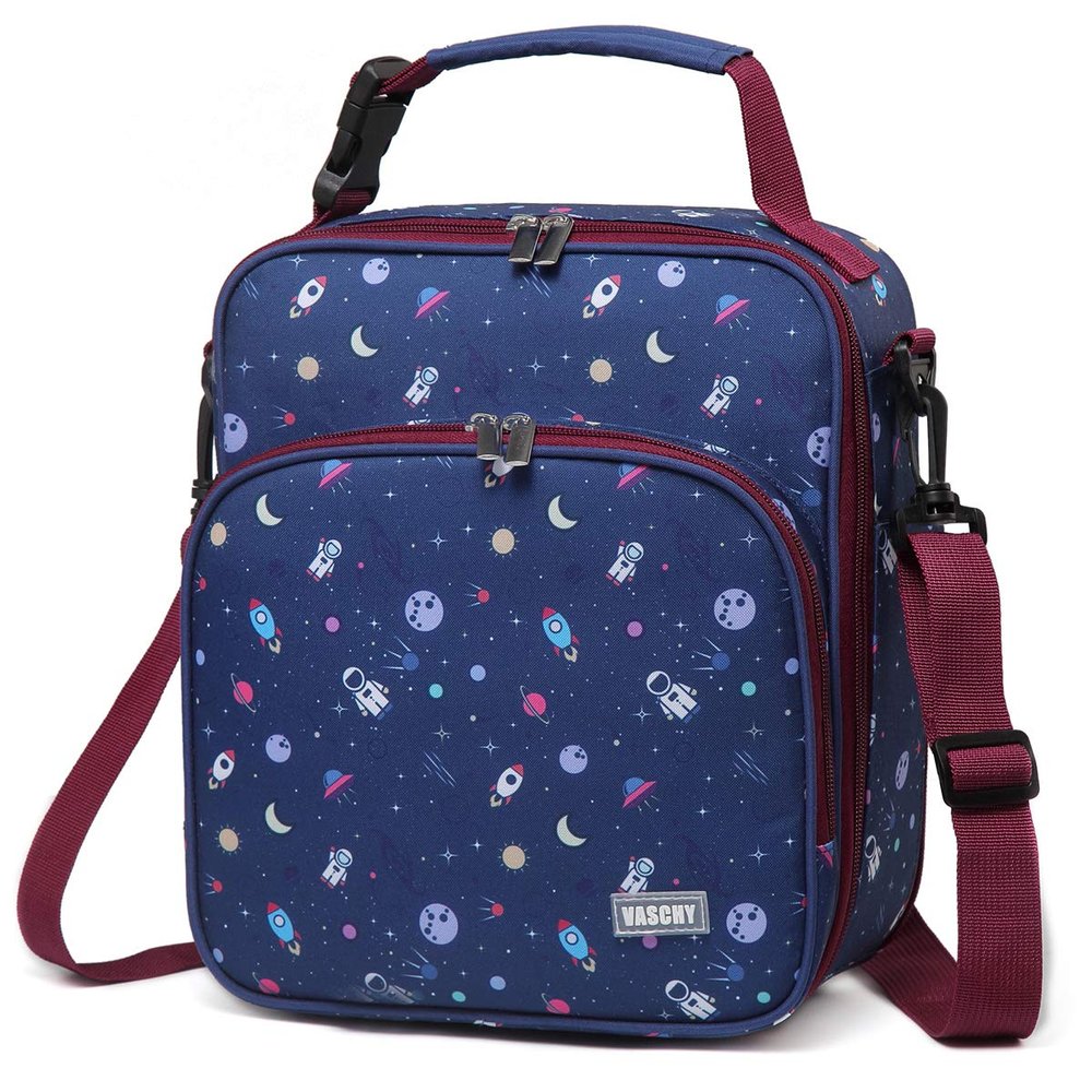 VASCHY Lunch Boxes Bag for Boys, Reusable Lunch Box Containers for Boys and Girls with Detachable Shoulder Strap, Insulated Lunch Coolers for School Cute Astronaut