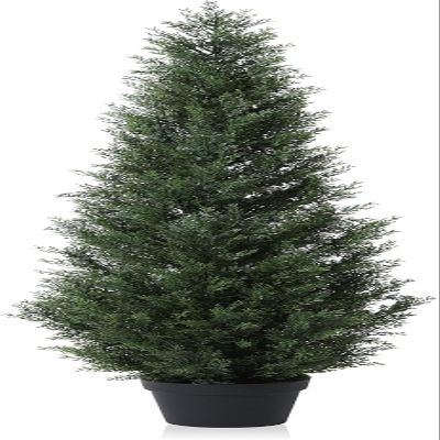 6 Feet Pre-Potted Evergreen Outdoor Artificial Cedar Tree Privacy Screen for Front Porch Decor, Outdoor Entryway Decor Fake Tree, Tall Faux Tree with UV Resistant Coating (1 Pack)