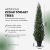 6 Feet Pre-Potted Evergreen Outdoor Artificial Cedar Tree Privacy Screen for Front Porch Decor, Outdoor Entryway Decor Fake Tree, Tall Faux Tree with UV Resistant Coating (1 Pack) view 2