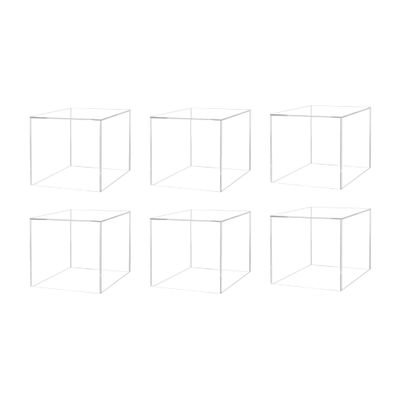 Marketing Holders 6 Pack 9 Inch Acrylic Display Riser Box with One Open Side No Lid Versatile Clear Square Plexiglass Retail Merchandise Storage Bin or Product Platform No Assembly
