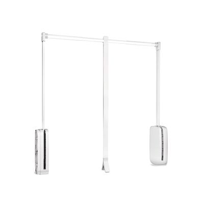 Emuca Hanging, Pull Down Wardrobe Rail Lift, Adjustable Width 600-830mm, White Colour, Steel and Plastic,