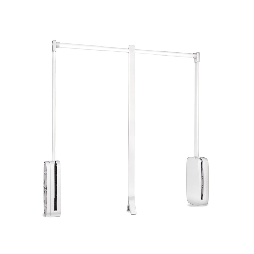 Emuca Hanging, Pull Down Wardrobe Rail Lift, Adjustable Width 600-830mm, White Colour, Steel and Plastic,