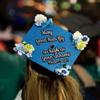 GRADWYSE Blue Glitter Graduation Cap Topper with Flowers, Class of 2025 Graduation Cap Decorations, May Your Hats Fly As High As Your Dreams view 4