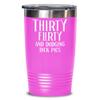 30th Birthday Gift for Women Tumbler Mug Thirty Flirty and Dodging Dick Pics Funny Coffee Comment Tea Cup Gag Gifts for Thirty Years Old view 1