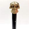 Marine Nautical Store Handmade Shiny Brass Skull Handle Victorian Designer Skeleton Black Wooden Walking Stick view 1