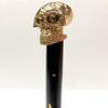 Marine Nautical Store Handmade Shiny Brass Skull Handle Victorian Designer Skeleton Black Wooden Walking Stick view 2