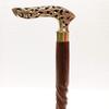 ANTIQUE Handmade Shiny Brass Handle Victorian Designer Brown Wooden Walking Stick Cane view 1