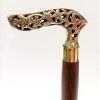 ANTIQUE Handmade Shiny Brass Handle Victorian Designer Brown Wooden Walking Stick Cane view 2