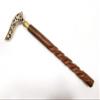ANTIQUE Handmade Shiny Brass Handle Victorian Designer Brown Wooden Walking Stick Cane view 3