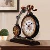 CLOCKZHJI Desk Clock European Resin Bicycle with Thermometer Clock | Living Room Bedroom Silent Vintage Quartz Desktop Clock view 3