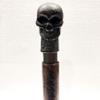 Handmade Antique Brass Skull Handle Victorian Designer Brown Leather Wooden Walking Stick Cane view 2