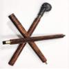 Handmade Antique Brass Skull Handle Victorian Designer Brown Leather Wooden Walking Stick Cane view 3