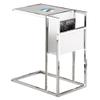 End Table TV Tray with Magazine Holder White and Chrome Finish with a Glass Table Top Featuring Your Choice of an Animal Themed Vinyl Decal (Trout) view 1