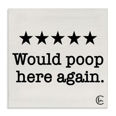 Stupell Industries 'Bathroom Rating Five Stars', Canvas Art, 17 x 17 Inches, Easy to Hang and Sturdy, Made in USA, by Penny Lane Publishing