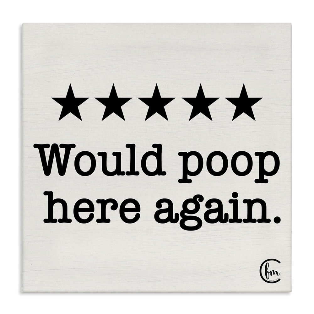 Stupell Industries 'Bathroom Rating Five Stars', Canvas Art, 17 x 17 Inches, Easy to Hang and Sturdy, Made in USA, by Penny Lane Publishing