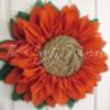 Extra Thick Tangerine Burlap Sunflower Wreath by The Crafty Wineaux view 2