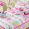 Cozy Line Home Fashions Pink Owl All Season Lightweight 100% Cotton Quilt Set with 5 Decor Pillows-Coverlet Bedding Bedspread for Kids Toddler Girls Bedroom (Owl, Queen - 8 Piece) view 1