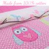 Cozy Line Home Fashions Pink Owl All Season Lightweight 100% Cotton Quilt Set with 5 Decor Pillows-Coverlet Bedding Bedspread for Kids Toddler Girls Bedroom (Owl, Queen - 8 Piece) view 3