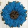 Extra Large 30" Turquoise Blue Burlap Sunflower Wreath by The Crafty Wineaux view 2