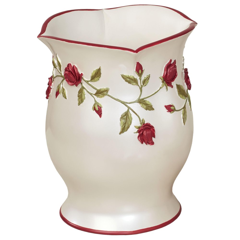 Touch of Class Vining Rose Wastebasket Pearl