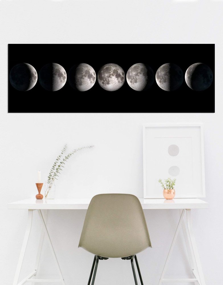 Stickerbrand Moons Phases in the night sky Glossy Photo Print (Poster of Moon Phases) 13in H X 40in W. #P1021s