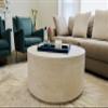 Navy Blue Ottoman Shagreen Leather Coffee Table Tray - Decorative Large Serving Tray With Gold Handles for Dining, Bar, Party, Kitchen Island, Bathroom Vanity view 4