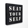 Stupell Industries Black and White Textured Seat Yourself Stencil Typography Look Canvas Wall Art, 17 x 17, Multi-Color view 1
