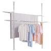 BAOYOUNI Telescopic Garment Rack Laundry Clothes Drying Rack Double Spring Tension Pole Storage Organizer DIY Standing Adjustable Pants Hanger Rod Rail Height from 49.21'' to 82.67'' - Ivory view 1
