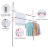 BAOYOUNI Telescopic Garment Rack Laundry Clothes Drying Rack Double Spring Tension Pole Storage Organizer DIY Standing Adjustable Pants Hanger Rod Rail Height from 49.21'' to 82.67'' - Ivory view 4
