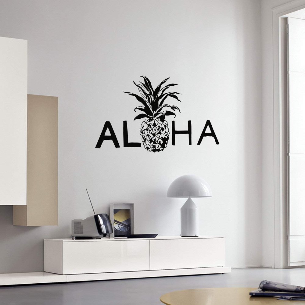 Aloha Vinyl Wall Decal Pineapple Hawaii Hawaiian Beach Style Interior Stickers Mural and Stick Wall Decals