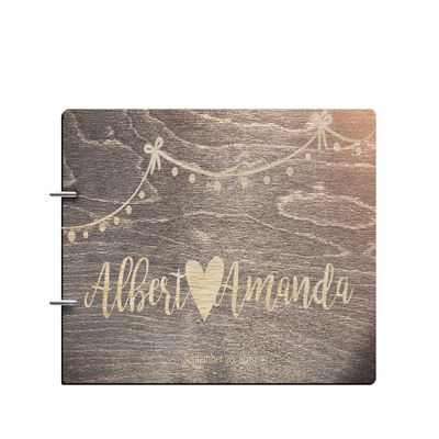 Just Customized Personalized Handmade Mr Mrs Wedding Guest Book for Bride and Groom Wood Alternative Custom Engraved Newlywed Marriage Album