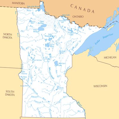Large Rivers and Lakes map of Minnesota State Vivid Imagery Laminated Poster Print-20 Inch by 30 Inch Laminated Poster With Bright Colors And Vivid Imagery