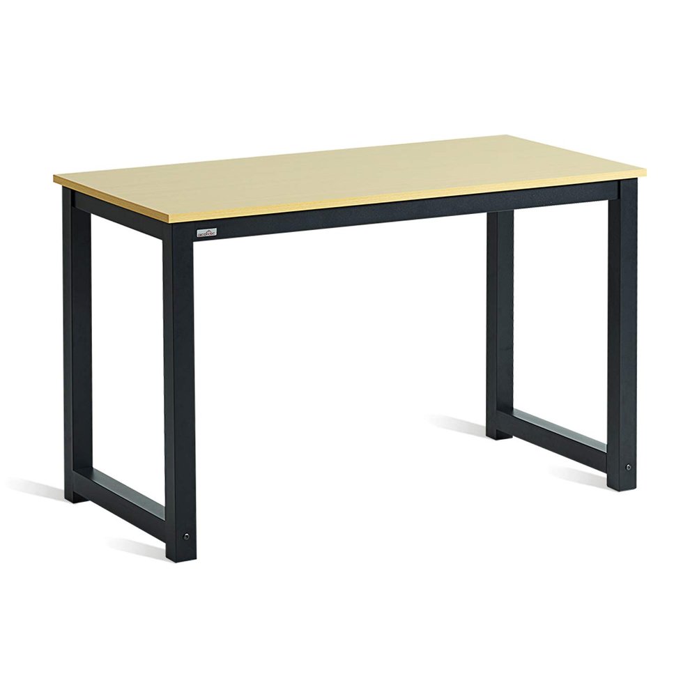 Decoholic 47 Inch Computer Desk, Home & Office PC Laptop Study Writing Table Workstation with Leg Bars, Modern Simple Industrial Style, Rustic Brown,Oak