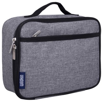 Wildkin Kids Insulated Lunch Box Durable and Reusable for School & Travel - Grey Tweed