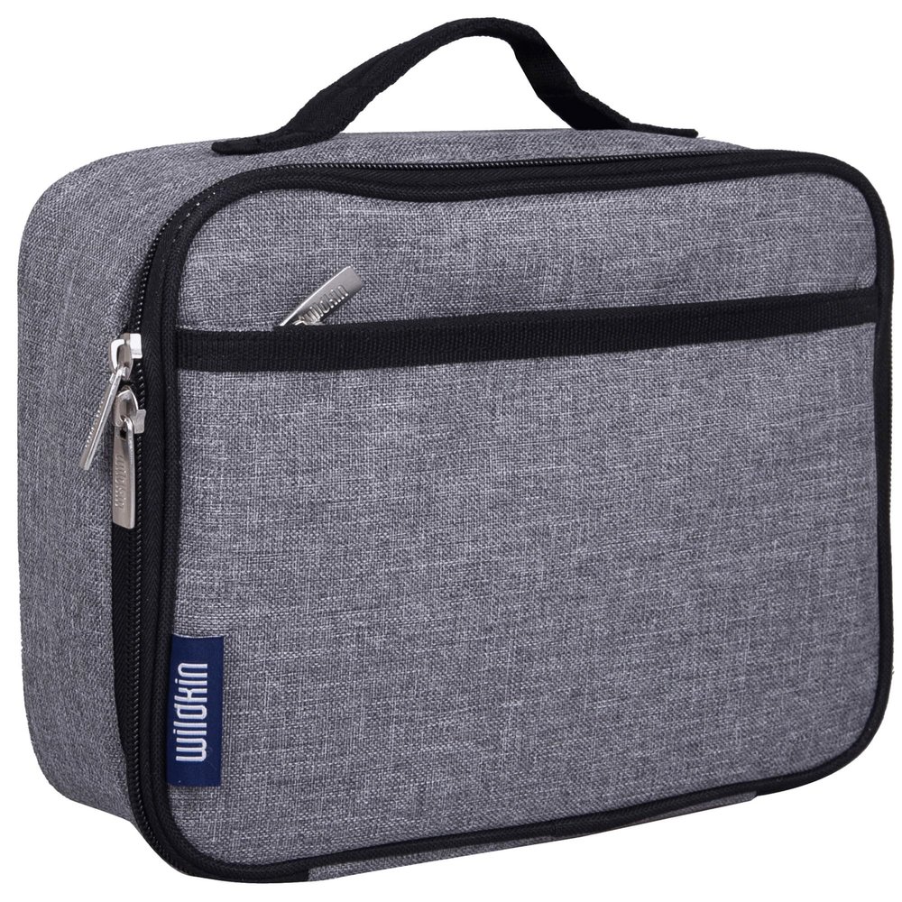 Wildkin Kids Insulated Lunch Box Durable and Reusable for School & Travel - Grey Tweed