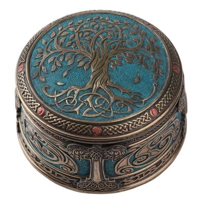 Veronese Design 4 Inch Spiritual Tree of Life Cold Cast Resin Bronze Finish Trinket Jewelry Box