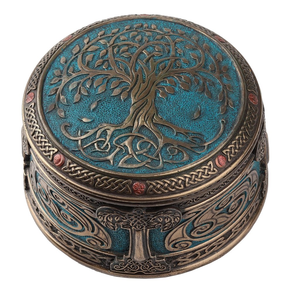 Veronese Design 4 Inch Spiritual Tree of Life Cold Cast Resin Bronze Finish Trinket Jewelry Box