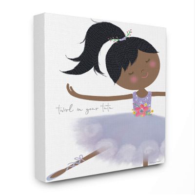 The Kids Room by Stupell Twirl Black Haired Ballerina in Purple Tutu Stretched Canvas Wall Art, Multi-Color