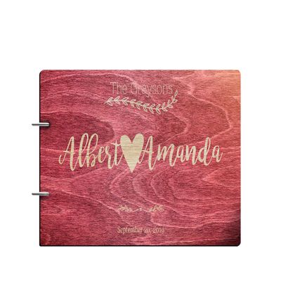 Just Customized Personalized Handmade Mr Mrs Wedding Guest Book for Bride and Groom Wood Alternative Custom Engraved Newlywed Marriage Album