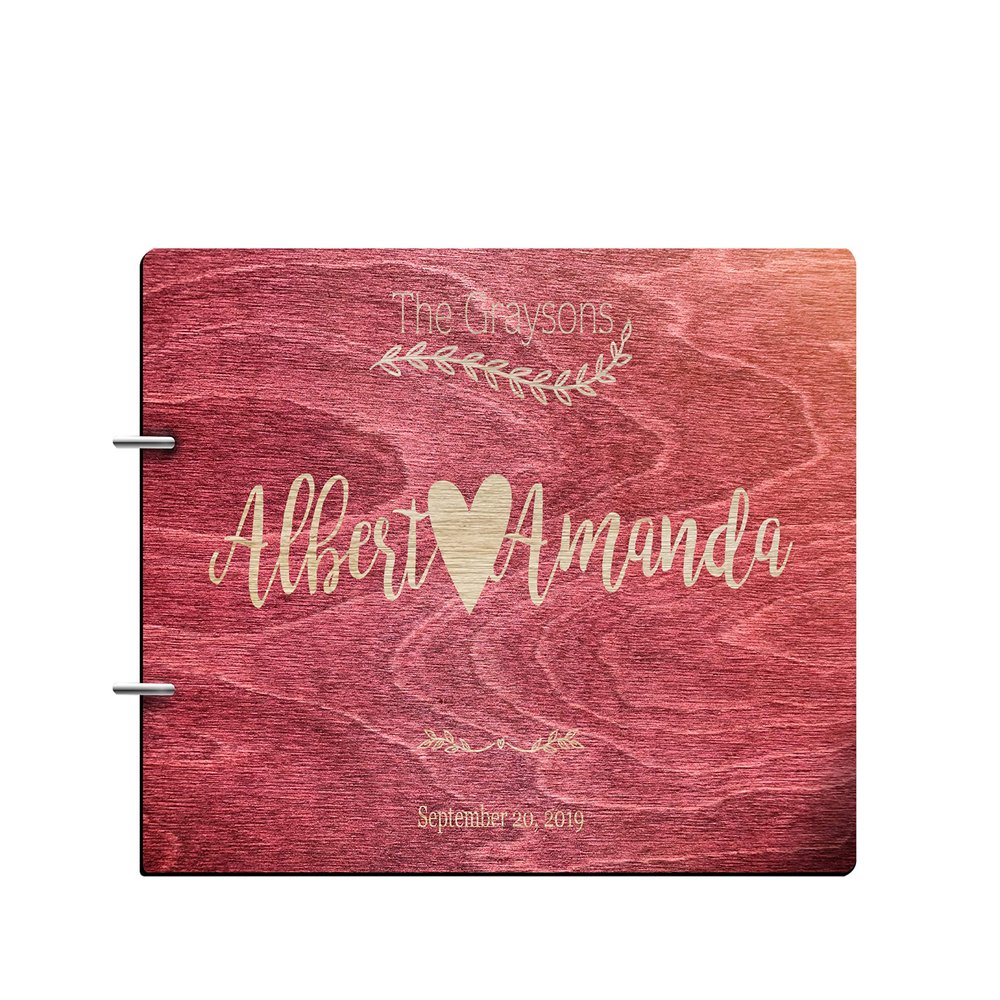 Just Customized Personalized Handmade Mr Mrs Wedding Guest Book for Bride and Groom Wood Alternative Custom Engraved Newlywed Marriage Album