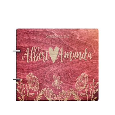 Just Customized Personalized Handmade Mr Mrs Wedding Guest Book for Bride and Groom Wood Alternative Custom Engraved Newlywed Marriage Album