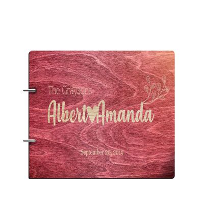 Just Customized Personalized Handmade Mr Mrs Wedding Guest Book for Bride and Groom Wood Alternative Custom Engraved Newlywed Marriage Album