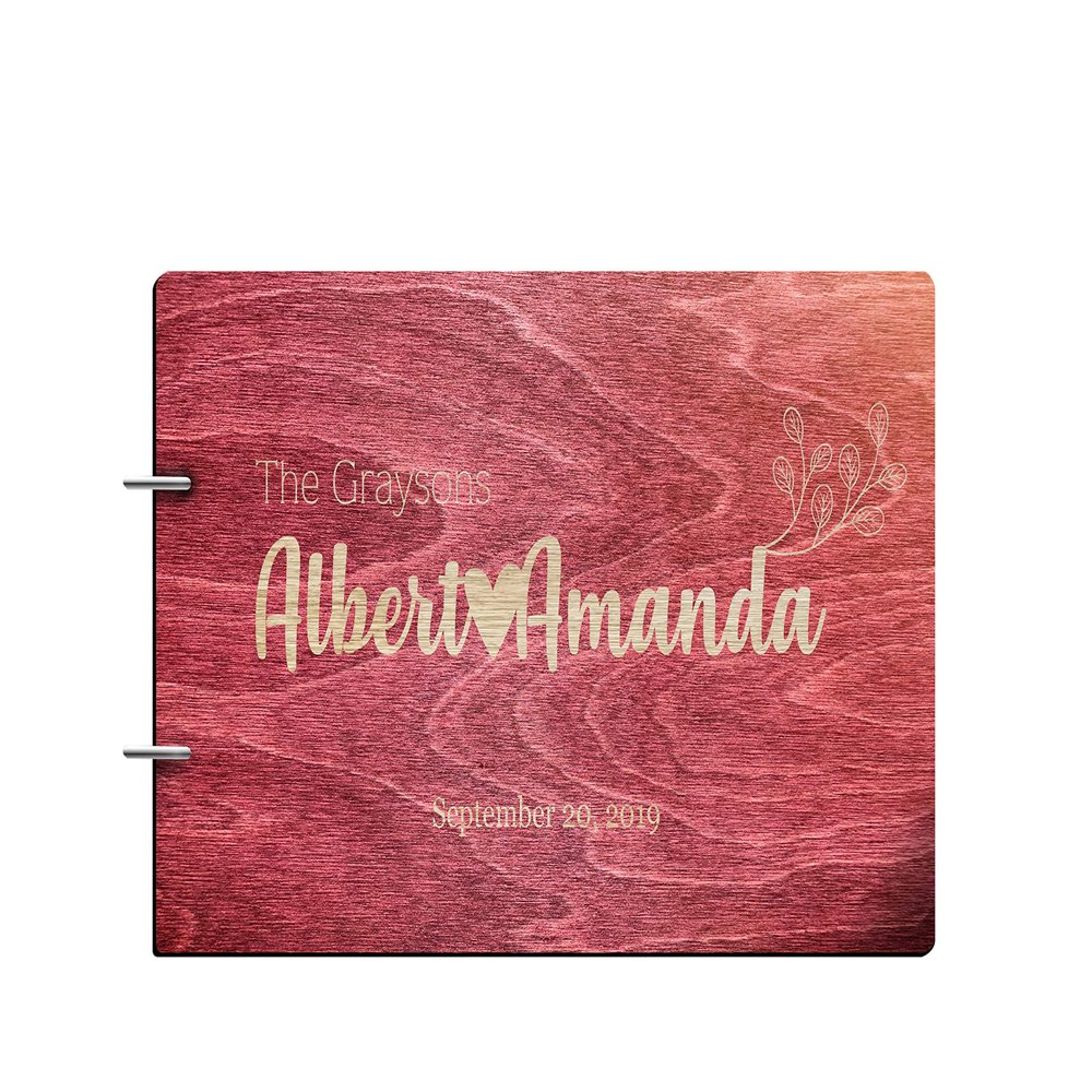 Just Customized Personalized Handmade Mr Mrs Wedding Guest Book for Bride and Groom Wood Alternative Custom Engraved Newlywed Marriage Album