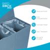 BIRDROCK HOME Laundry Hamper with Lid | Removable Bags for Sorting Clothes | Sectioned Laundry Basket for Bedroom & Bathroom | Collapsible Storage Bin with Cover | Double, Light Blue view 3