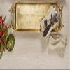 Twos Company Gold Decorative ServingTray with Leaf Detail Handles view 1