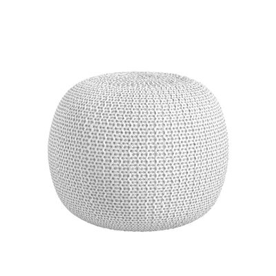Urban Lifestyle Round Knit Pouf - Hand Woven Cotton, Ivory