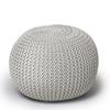 Urban Lifestyle Round Knit Pouf - Hand Woven Cotton, Ivory view 4