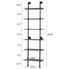 HOMBAZAAR Industrial Pipe Bookshelf,6 Tier Pipe Shelving,Wall Mounted Ladder Shelves with Metal Frame for Home Office,Living Room,Oak Brown view 2